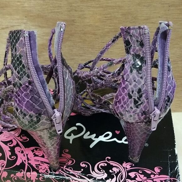 Qupid Snakeskin heels sz 10 - Picture 4 of 10